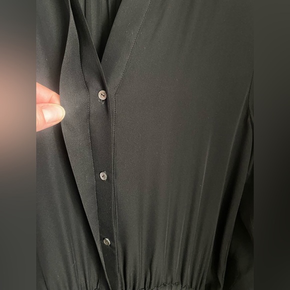 NILI LOTAN Henley Button Down Silk Dress Black Size Medium Luxury Minimalist - Picture 8 of 15